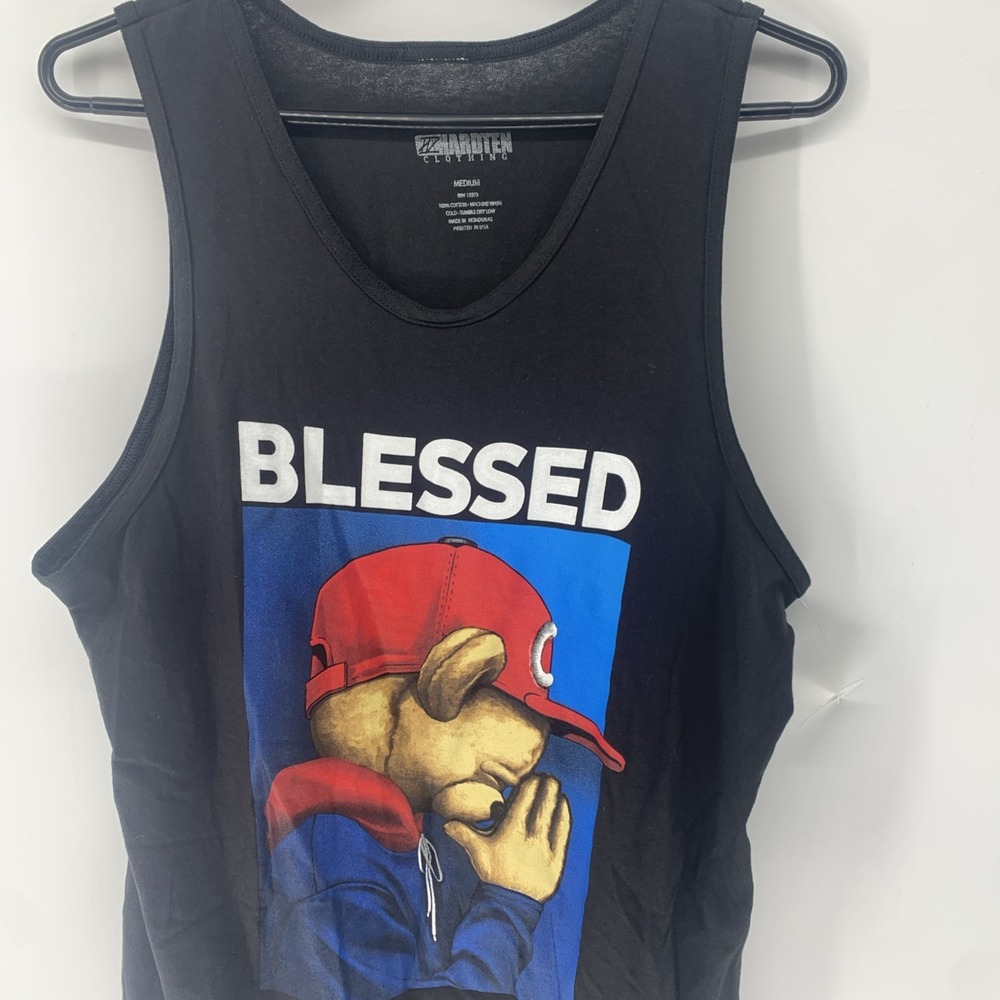 New Hard Ten Mens Black 100% Cotton Tank Sleeveless TShirt Medium Hip Hop Bear
